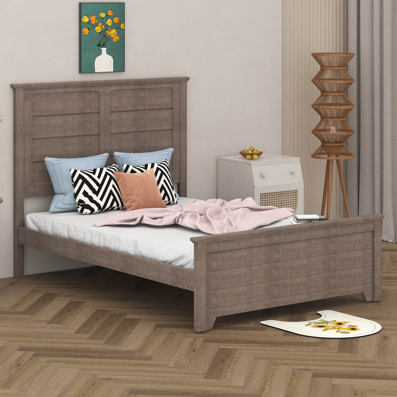 Winston Porter Farmhouse Wooden Platform Bed With Panel Design Headboard And Footboard Wayfair
